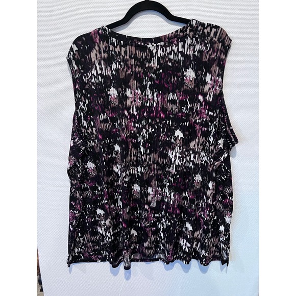 Any Wear by Catherines Plus Size 4X Abstract Print Mesh Neck Sleeveless Blouse - Picture 6 of 7